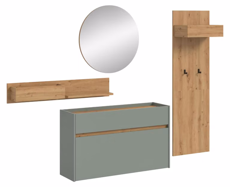 xonox.home Garderobekombinatie Salbei en Artisan Oak, B: 197 cm, H: 205 cm, D: 32 cm