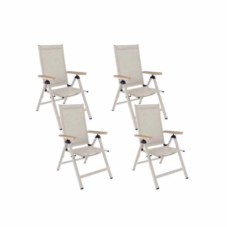 Norali set van 4 verstelbare dining tuinstoelen van aluminium en textiel in beige
