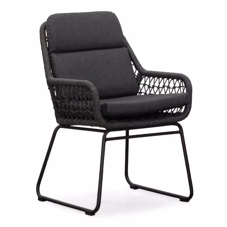 Valencia tuinstoel met touw en aluminium in Lava Grey