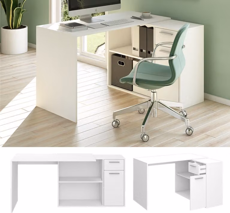 Vicco Robin Hoekbureau Wit, B: 120 cm, D: 60 cm, H: 75 cm