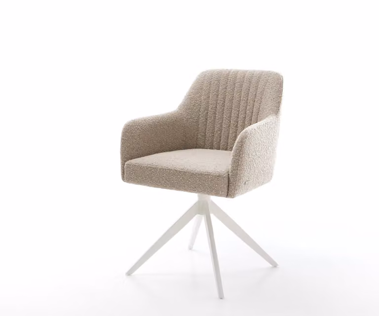 DELIFE Draaistoel Greg-Flex met bouclé bekleding en kruisframe in het wit