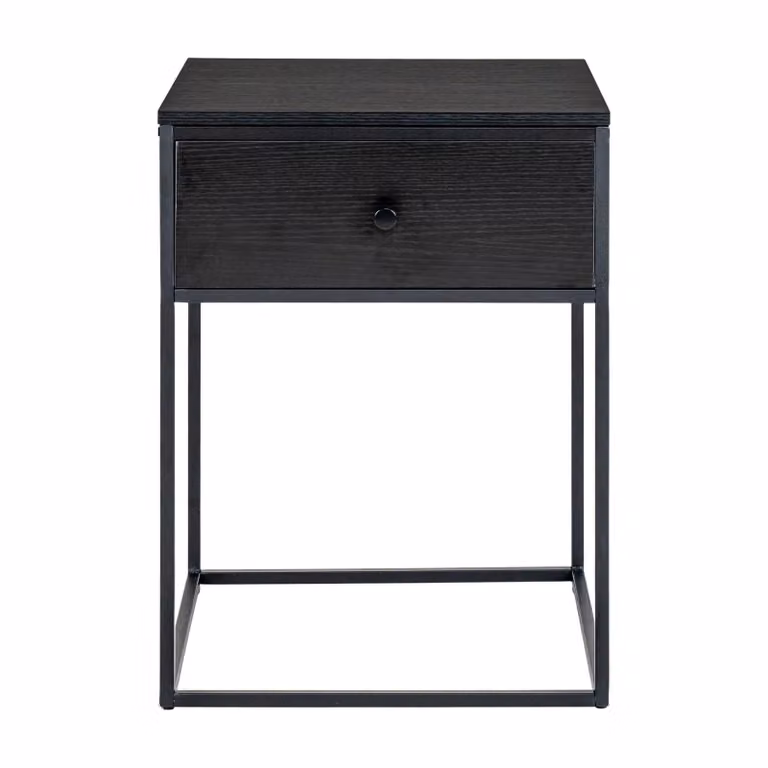 QUVIO Modern Nachtkastje Zwart met 1 Lade - B/D/H: 40 x 40 x 55 cm