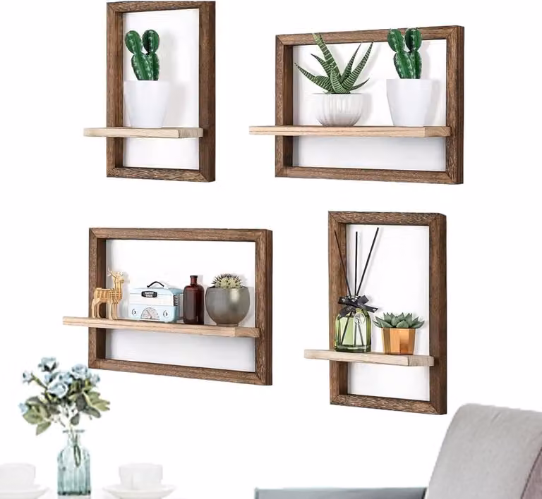 Zwevende Kubus Wandplank van Massief Hout voor Woonkamer of Slaapkamer - 40 x 25 cm