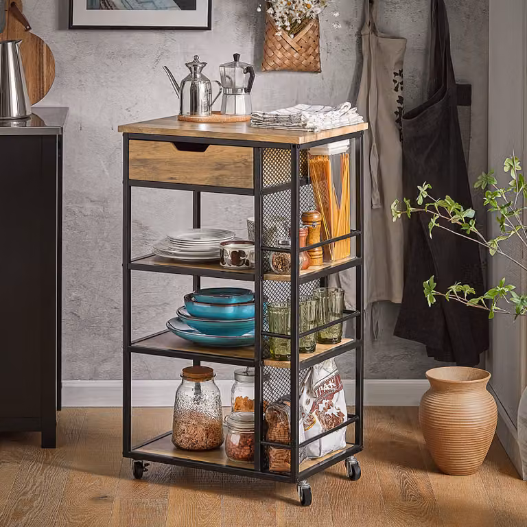 SoBuy FKW99-N Serveerwagen met wielen, B/H/D: 50 x 87 x 37 cm