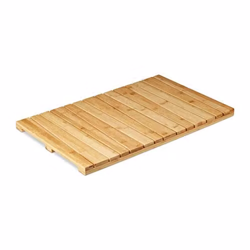 Relaxdays Badmat Bamboe Beige, Antislip en Sneldrogend, BxD: 40 x 65 cm