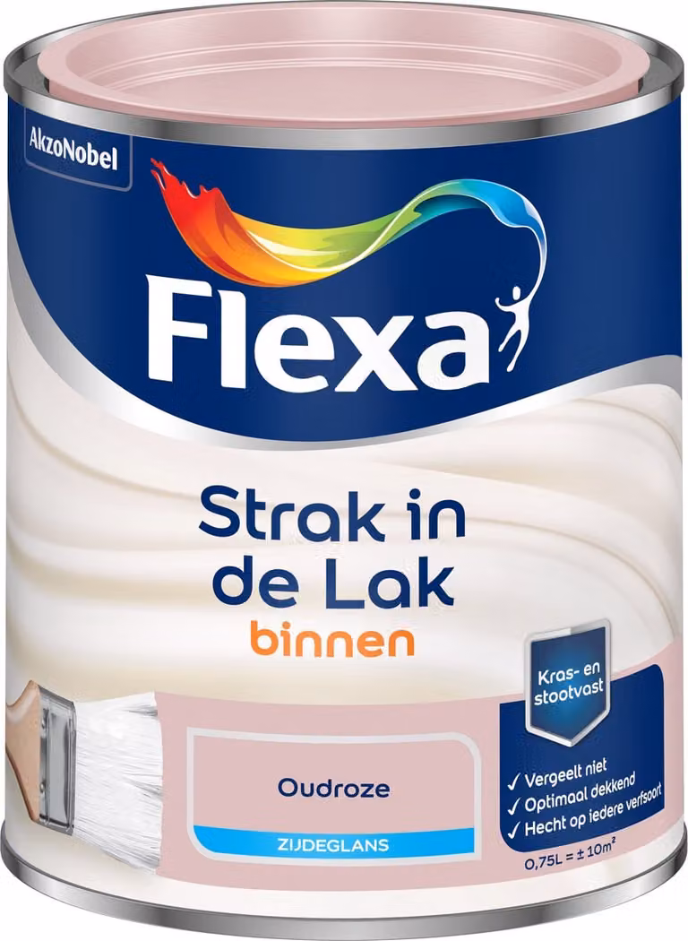 Flexa Strak In De Lak Binnenlak Zijdeglans Oudroze 750 ml