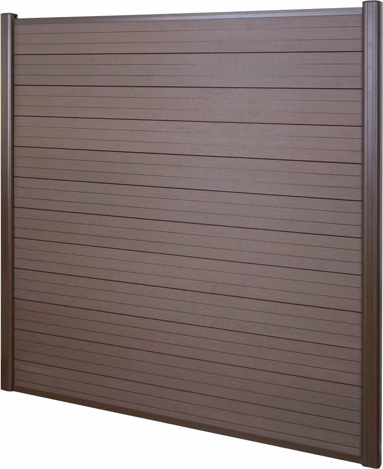 Mendler WPC-schuttingpaneel Sarthe windscherm met aluminium paal basiselement, bruin, 1,90 meter