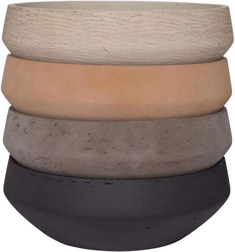 Decoratieve Plantenschaal Handgemaakt Fiberstone Grijs-Beige Diameter: 36 cm