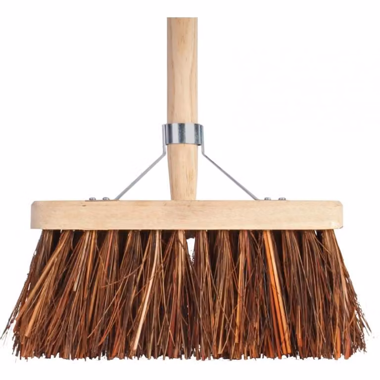 Talen Tools Bezem van natuurvezel met steel, Breedte: 30 cm, Hoogte: 140 cm
