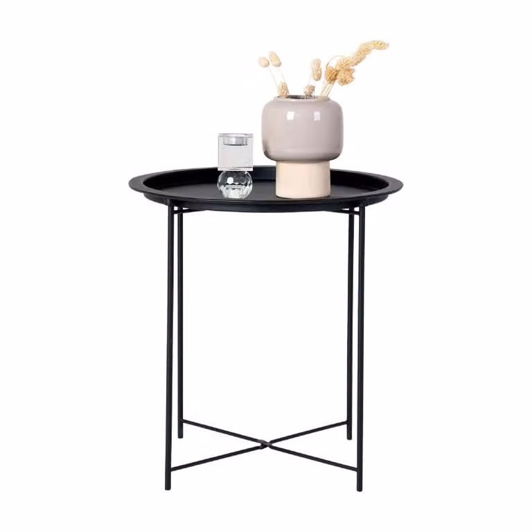 Nest of Nora Bijzettafel - Rond - Zwart - Staal - B: 47 cm, H: 50 cm