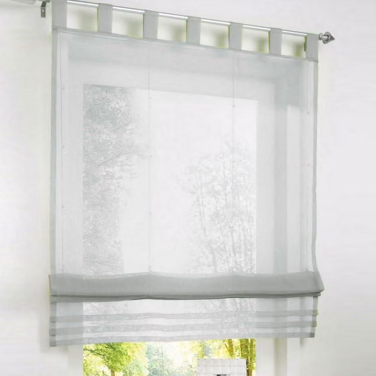 Romeinse jaloezieën Vitrage gordijnen Semi Sheer Lichtgrijs B: 120 cm, H: 155 cm