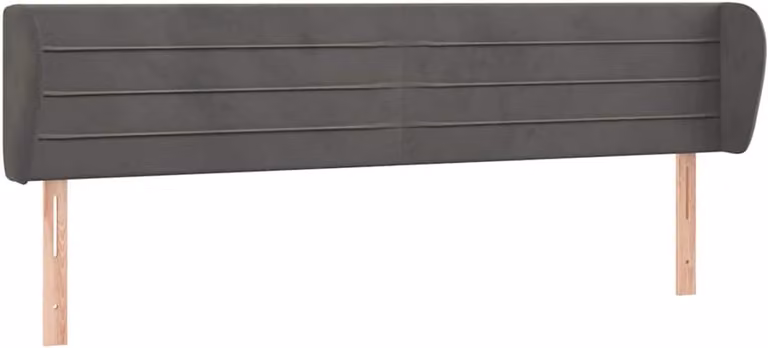 vidaXL Hoofdbord met randen in donkergrijs fluweel, B/D/H: 203 x 23 x 78/88 cm