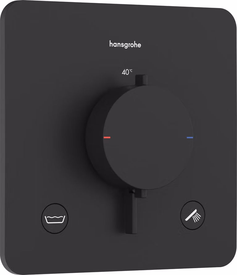 Hansgrohe Ecostat Comfort Q thermostaat inbouwmodel voor 2 wateraansluitingen met geïntegreerde beveiligingscombinatie matzwart