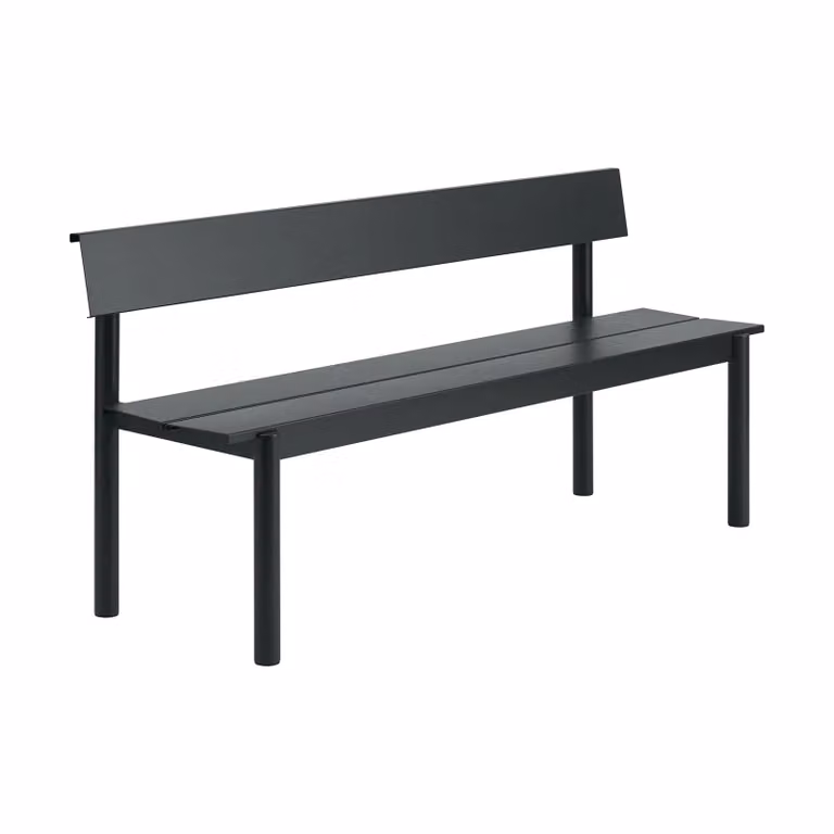 Muuto Linear Steel bank met rugleuning Black B/D/H: 170 x 34 cm
