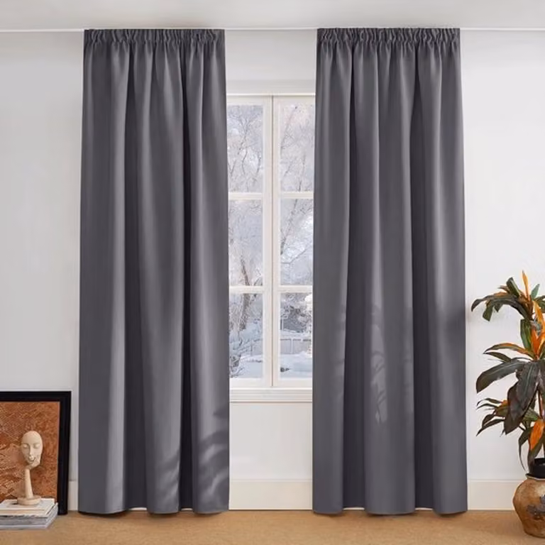 Set van 2 grijze verduisterende thermische gordijnen, Breedte: 140 cm, Hoogte: 300 cm