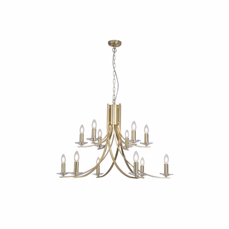 Kroonluchter Ascona Searchlight 12-lichts - Goud/Messing - Klassiek Design