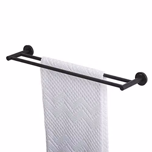 Tiger Urban dubbele handdoekhouder mat zwart roestvrij staal wandmontage B: 60,0 cm, D: 12,0 cm, H: 5,0 cm