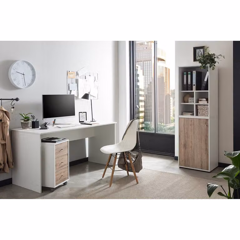 home24 Dossierkast Serie 400 wit/wild-eikenhouten look, B/D/H: 84 x 41 x 51 cm