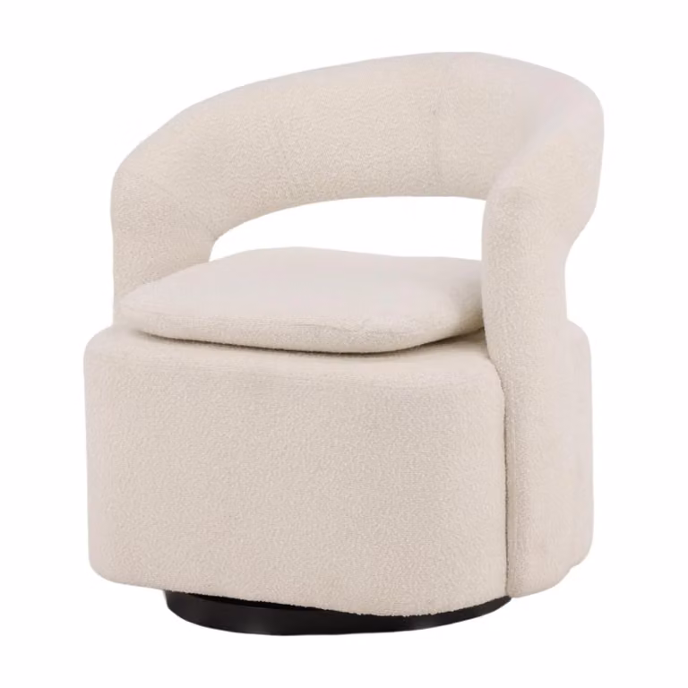 Nest of Nora Ellan Draaifauteuil met armleuning - Wit bouclé