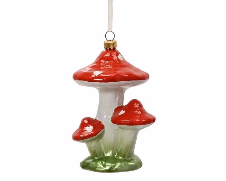 Kersthanger paddenstoel rood wit 12,5 cm