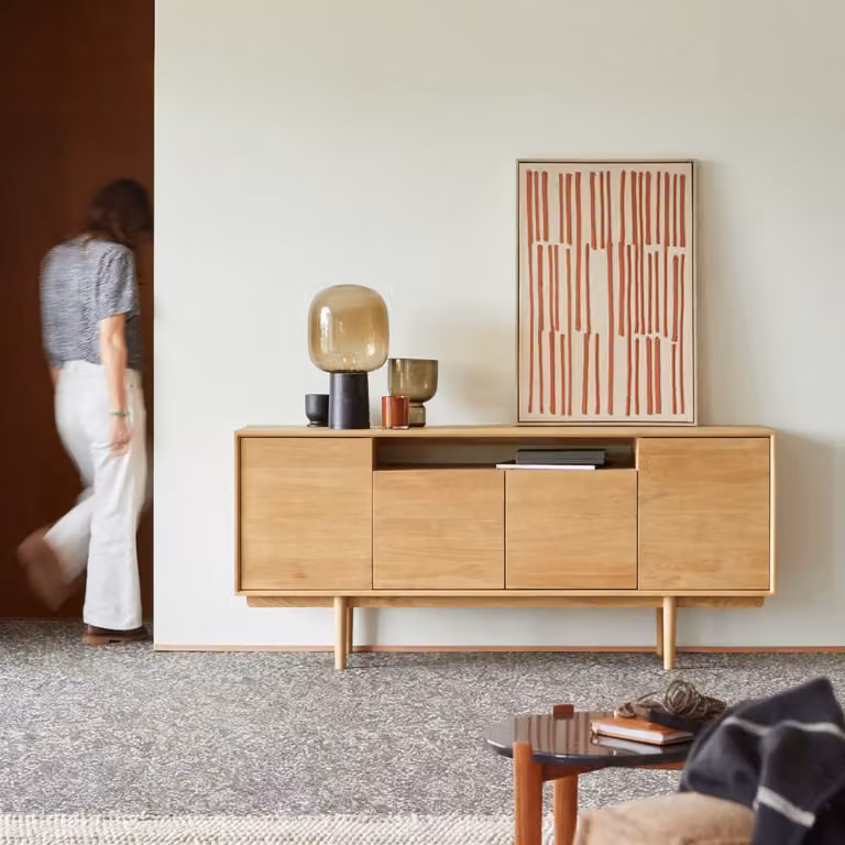 Tikamoon Ellie Dressoir van massief eikenhout - Bruin - Breedte: 180 cm