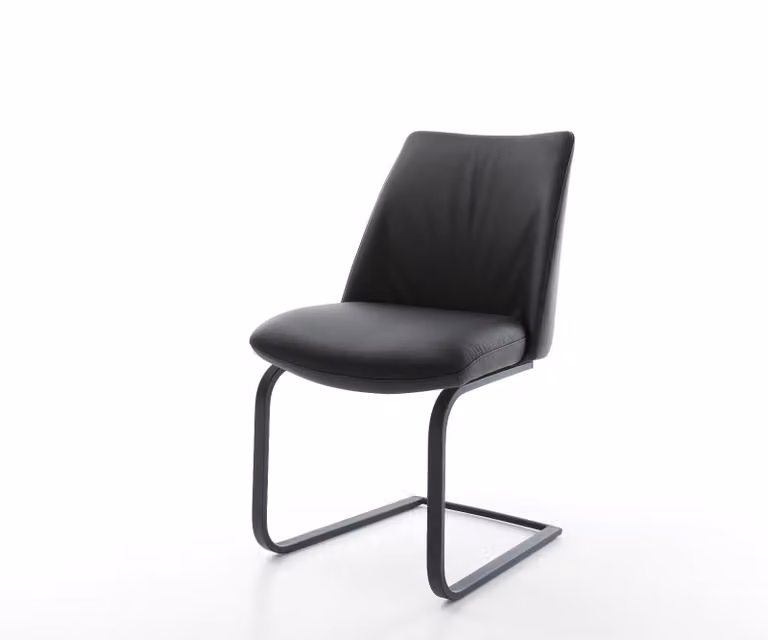 DELIFE Elso-Flex Sledemodel Stoel met Echt Leer en Pocketveer, Zwart
