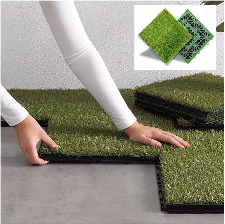 Kunstgrastegels voor binnen en buiten - All Weather DIY Fake Grass Pet-gazonmat - 30 x 30 x 4 cm