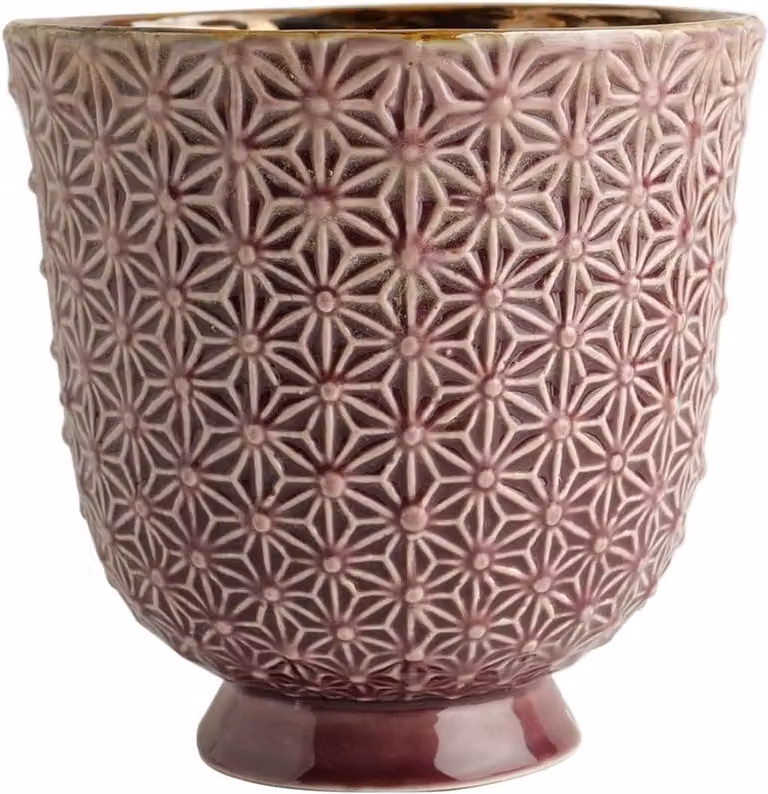 Rode keramische bloempot met grappige expressie voor op tafel, 13 x 13 cm