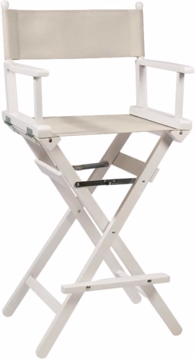 Inklapbare regisseurstoel met beukenhouten frame en ecru stof, Hoogte: 120 cm