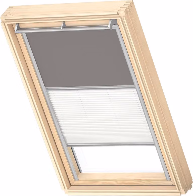 Velux Origineel Verduisterend Rolgordijn Plus Plissé DFD, Zilveren Kozijn, MK04, Grey