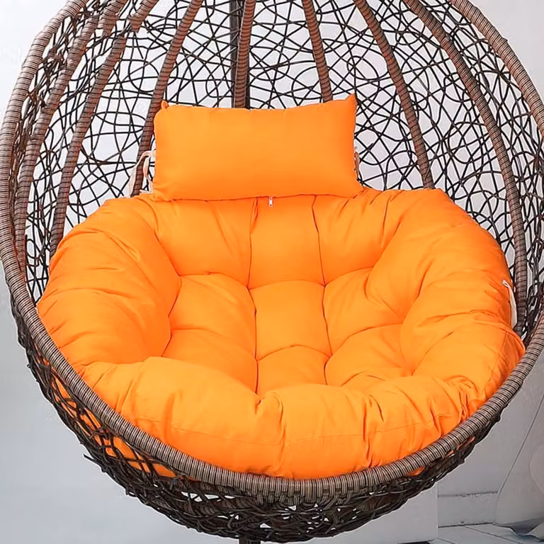 Oranje Eierstoel - Hangstoel met standaard en comfortkussens voor buiten - B/D/H: 120 x 105 cm