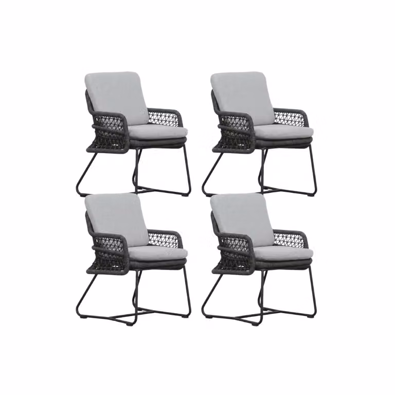 Gianna dining tuinstoel set van 4 met touw en aluminium in Stone Grey