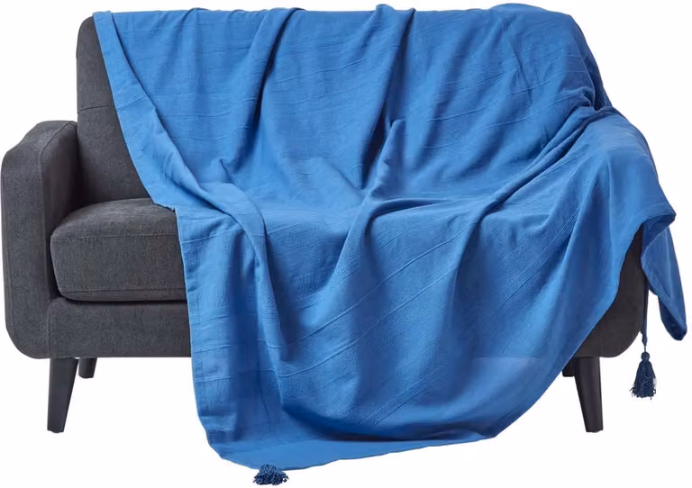 Homescapes Rajput sprei van 100% katoen, blauw, 225 x 255 cm