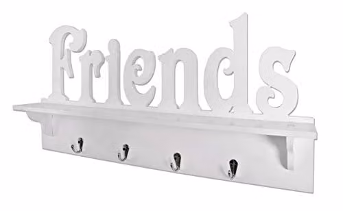 HAKU Wandkapstok Modern Wit Gelakt MDF met 4 Verchroomde Haken, B 60 x H 30 x D 9 cm