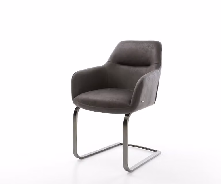 DELIFE Pejo-Flex Sledemodel Stoel in Antraciet Microvelours met Cantilever Onderstel