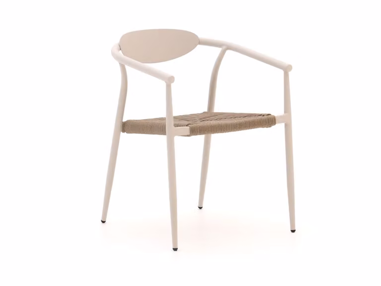 Manifesto Furniture Cavone Dining tuinstoel met touw in Taupe/Wit