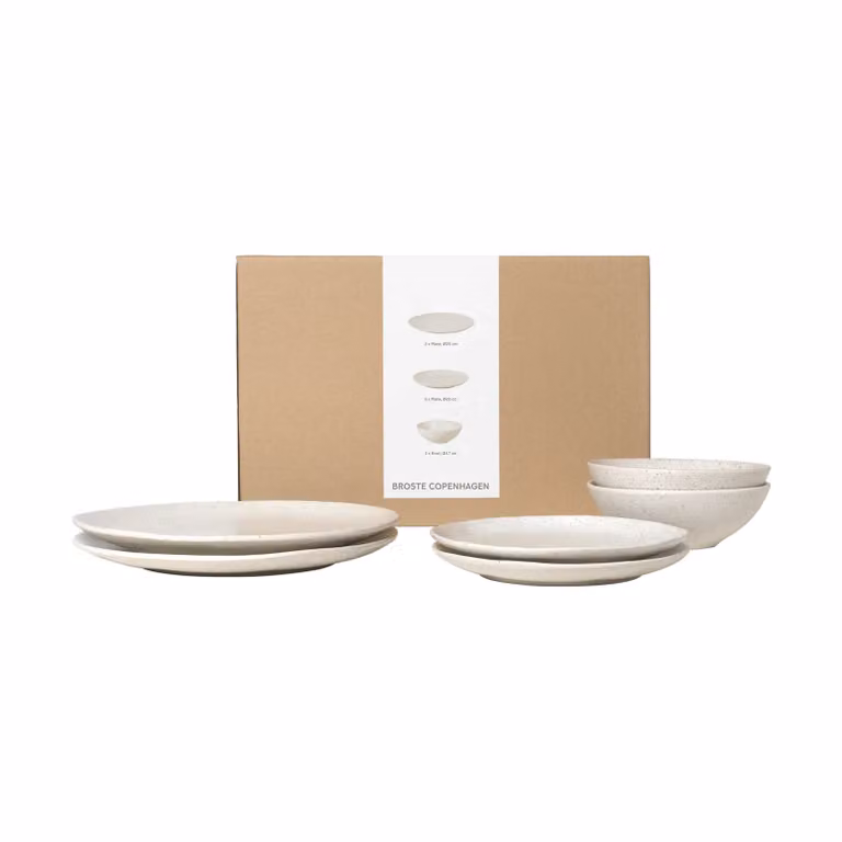 Broste Copenhagen Nordic Vanilla dinerset voor twee personen, 6-delig servies