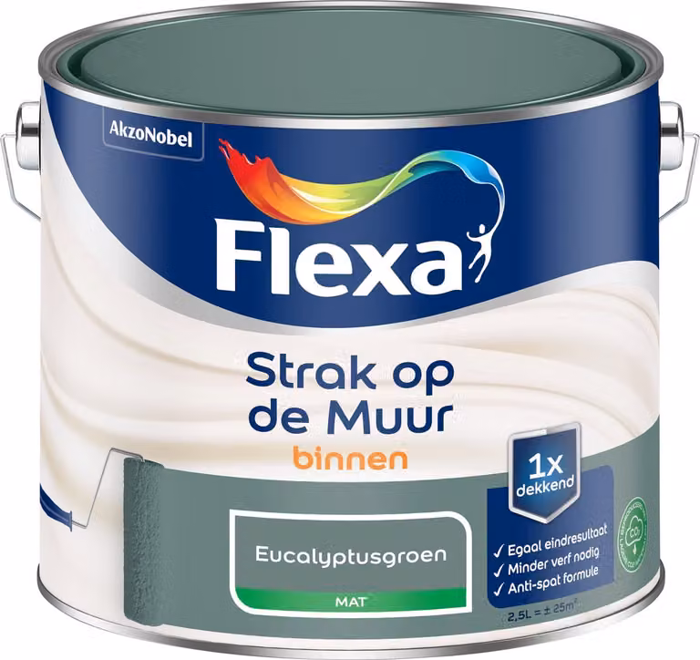 Flexa Strak Op De Muur Binnen Mat - Eucalyptusgroen - 2,5 l