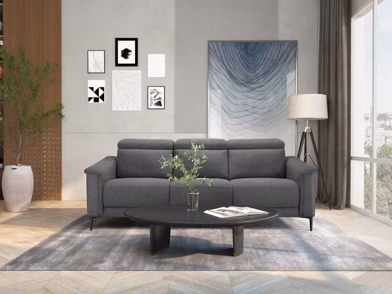 Notio Living Lund Sofa 3 zits met 2 elektrische fauteuils in antraciet stof B/D/H: 222 x 97 x 100 cm