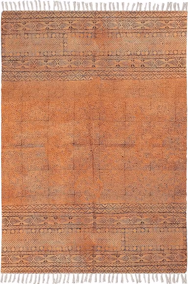 Handgemaakt Bohemian Kelim Vloerkleed van Katoen - Bruin - 60 x 90 cm