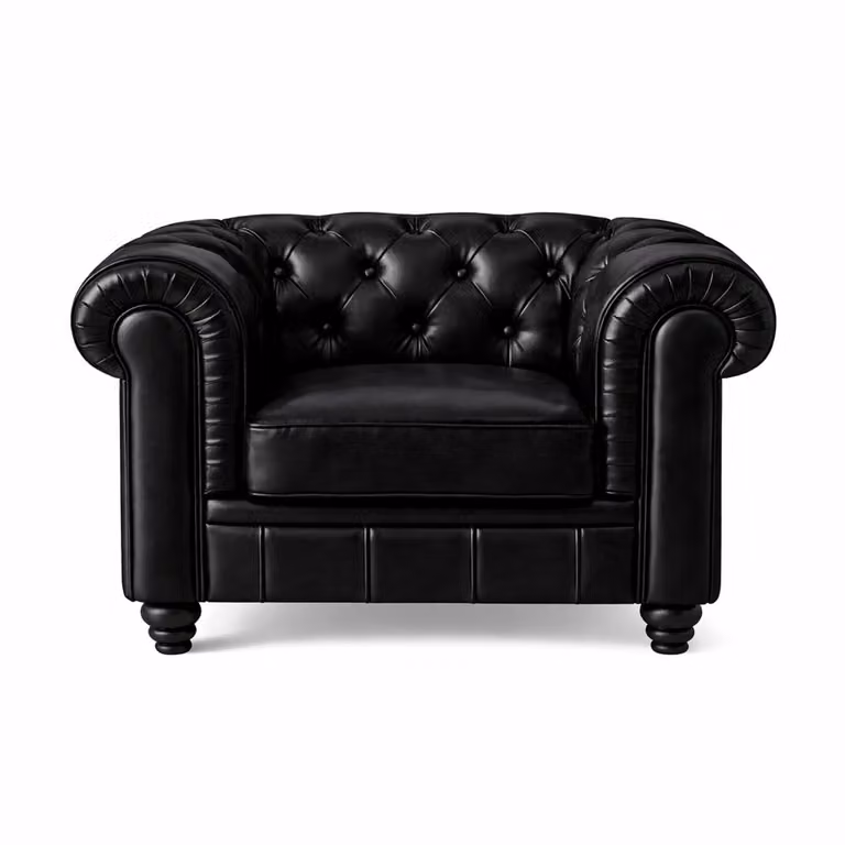 Chesterfield fauteuil 1-zits zwart leer