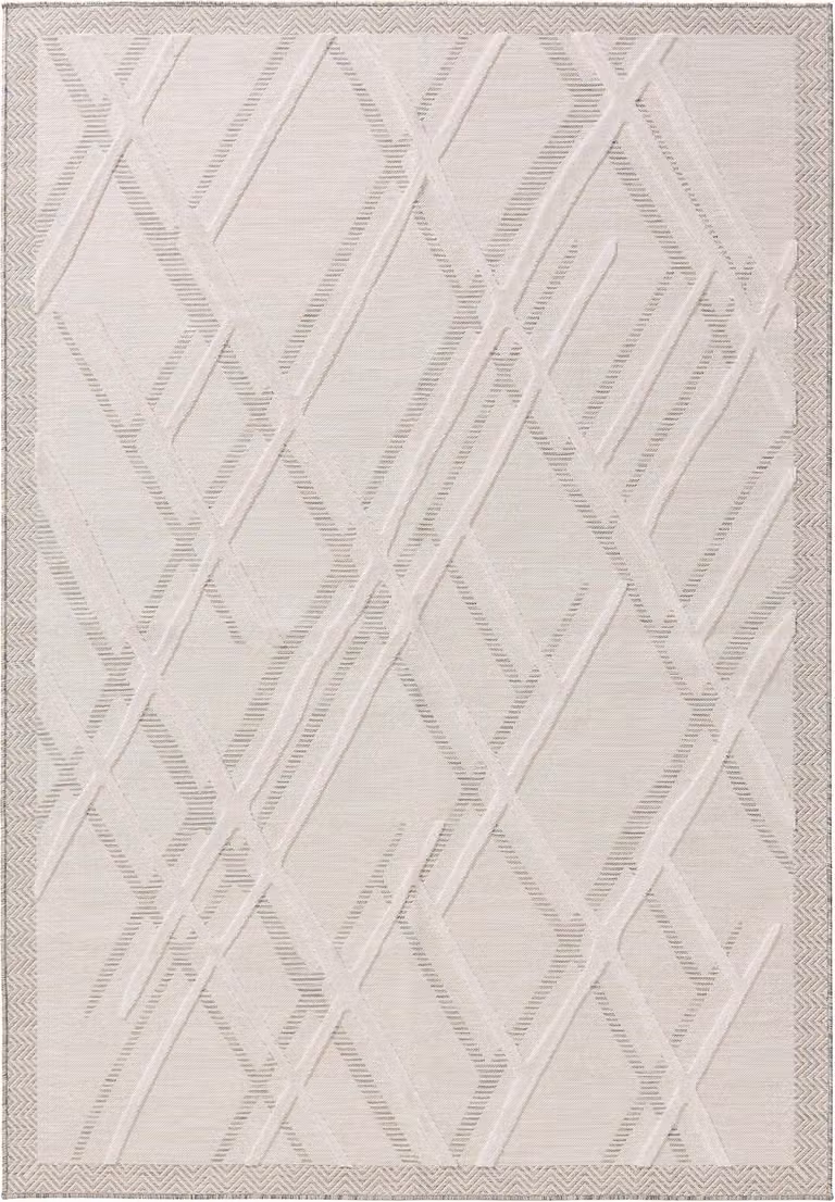 Benuta Flora Crème Tapijt voor binnen en buiten, Rechthoekig, Bloemmotief, 320 x 420 cm