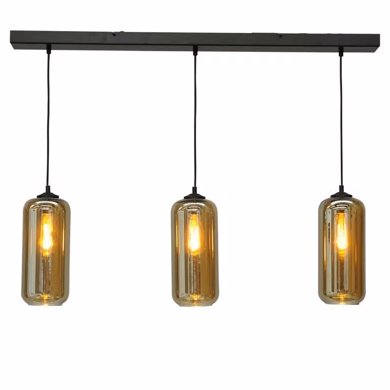 Masterlight Quinto I Hanglamp zwart en transparant met rookglas B: 100 cm, D: 170 cm, H: 8 cm