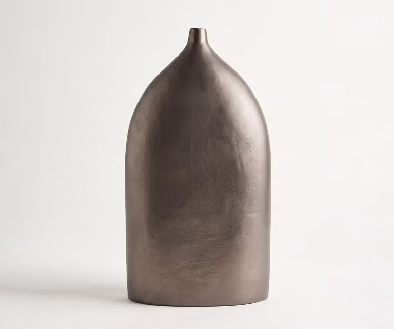 Delife Vaas Ogiva Aluminium Hämatit Gegoten B: 32 cm, D: 16 cm, H: 56 cm