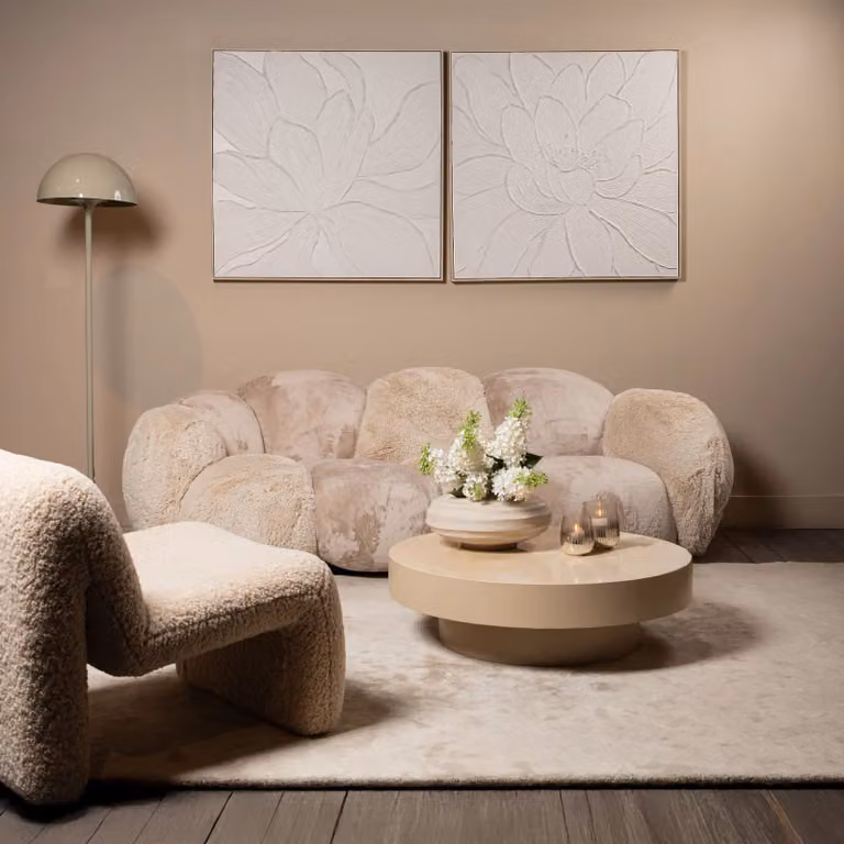 Salontafel Corfu beige marmer rond