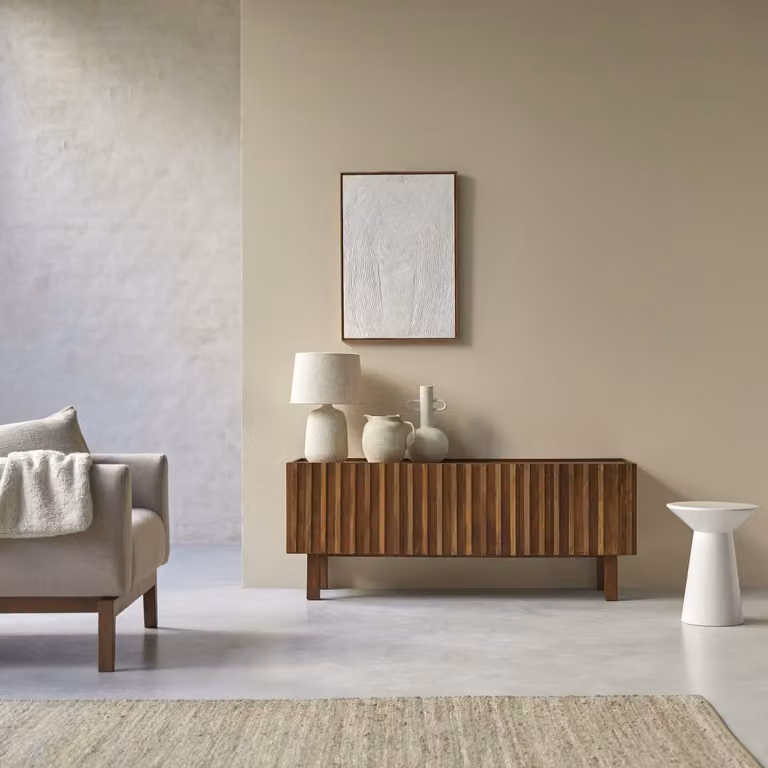 Tikamoon Milo Tv-meubel van massief mangohout - Bruin - Breedte: 140 cm