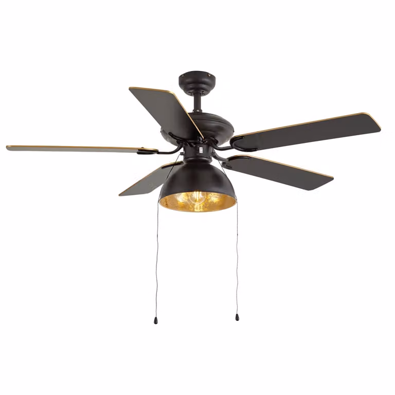 Qazqa Plafondventilator Art Deco zwart beige goud met licht 130 cm