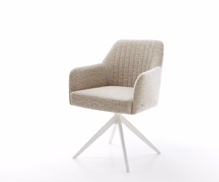 DELIFE Draaistoel Greg-Flex beige geweven stof met armleuningen en 360 graden draaibaarheid