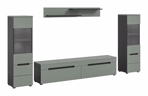 xonox.home Woonwandcombinatie Canu 4-delig, Basalt Grijs en Smoke Green, B/D/H: 272 x 141 x 33 cm