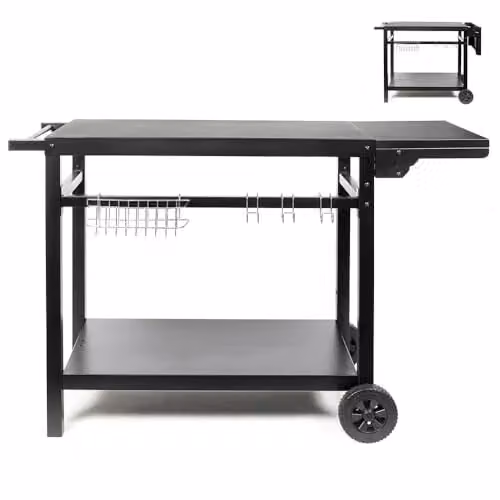 Livoo Serveerwagen voor grillplaat GS170N met inklapbare plank, Breedte: 85 tot 115 cm, Diepte: 50 cm, Hoogte: 81 cm